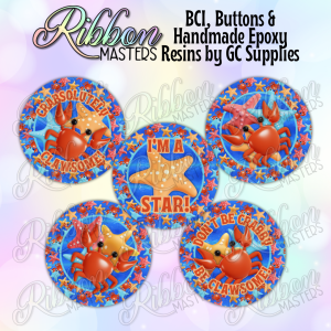 Starfish and Crabs Buttons or Resins - Set of 5