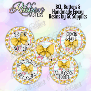 Pencil Coquette Bows Buttons or Resins - Set of 5
