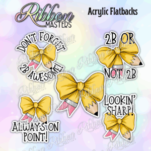 Pencil Coquette Bow Flat Back Planar Resin Set