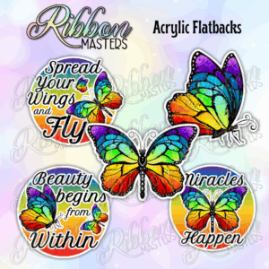 Butterfly Rainbow Flat Back Planar Resin Set