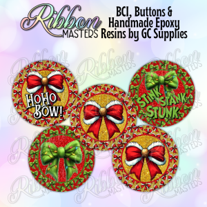 Christmas Bows Buttons or Resins - Set of 5