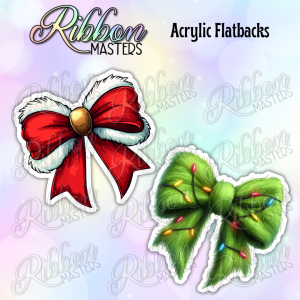 Christmas Bows 3 of each print Flat Back Planar Resin Set
