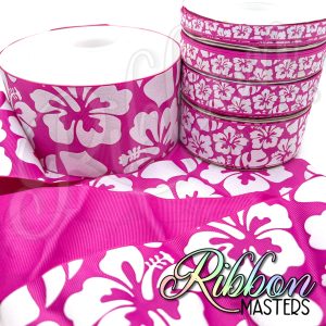 Garden Rose Hibiscus Ink and Glitter Flowers RTS Wholesale DOUBLE Sided Ribbon